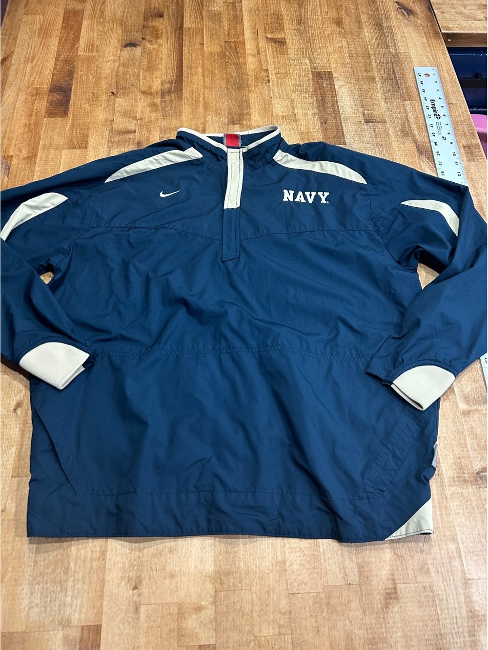 Nike USA military Navy Blue and Beige Windbreaker Jacket Large
